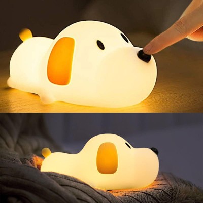 MILONI USA Cute Dog Silicon USB Rechargeable Night Light Lamp Night Lamp(8 cm, White)