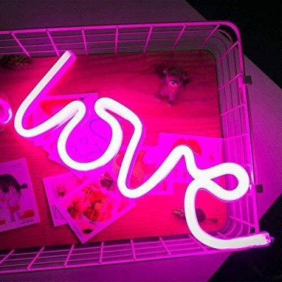 Trendx LED Pink LOVE Neon Table Night Light Lamp Sign Wall Light Battery & USB Powered Night Lamp(34 cm, Pink)