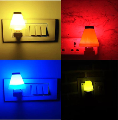 CS Enterprises 2pin Plug&Play Energy Saving Night Lamp 0.5w Night Light for kids room (Packof2) Night Lamp(10 cm, not applicable)