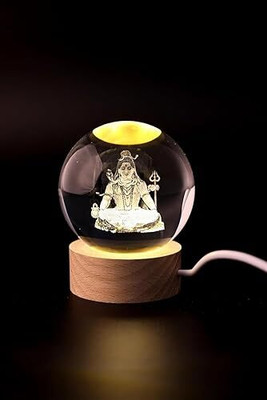 Suthar's 3D Lord Shiva Crystal Ball Night Light Table Lamp(8 cm, White)