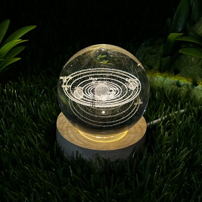 WRADER USB Powered 3D Crystal Ball Galaxy Projection Night Lamp(6 cm, Transparent)