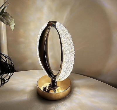 Teesta Crystal Round Shape 3 Color Mode Smart Touch USB Powered Acrylic Night Lamp Night Lamp(21 cm, Golden)