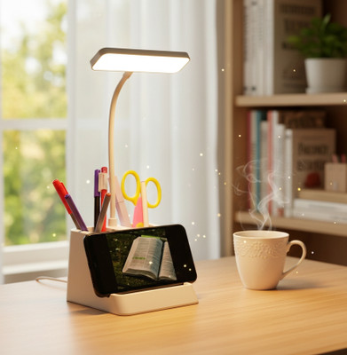 rani 3-in-1 LED Desk Lamp with Pen Holder & Mobile Stand Study Lamp(6 cm, White)