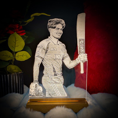 UNIQUE MINIATURE Shubman Gill Cricket Star 3D LED Table Lamp Table Lamp(22 cm, Warm white)