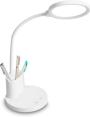 JILMAJ Round Study Lamp with Pen Holder Eye-Care Reading With USB Charging Port Lamp Study Lamp(40 cm, White)