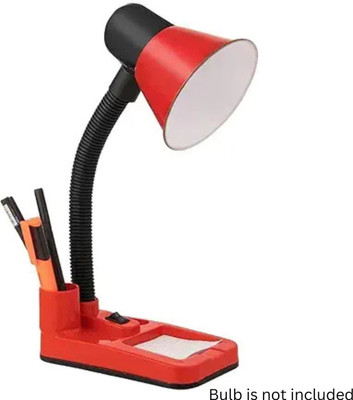 EMMKITZ Flexible Electric Table Lamp with Attached Pen Stand for Office and Study Study Lamp(30 cm, Red)