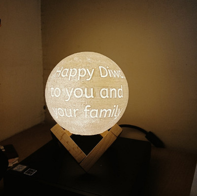 Albroo Personalized 3d Printed Mini Moon Lamp shade lithophane LED Power Socket Night Lamp(15 cm, White)