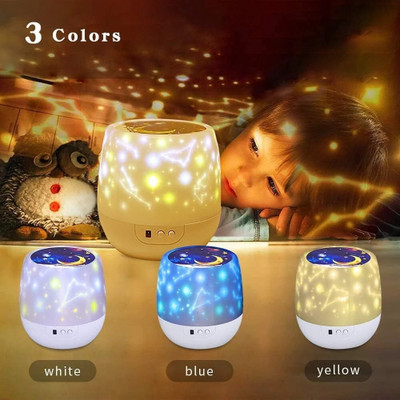 Wengonvila Magical Starry Sky LED Projector Night Light for Children - Colorful Rotating Table Lamp(12.5 cm, Multicolor)