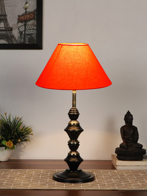 Devansh Orange Cotton Table Lamp With Iron Base Table Lamp(42.5 cm, Orange)