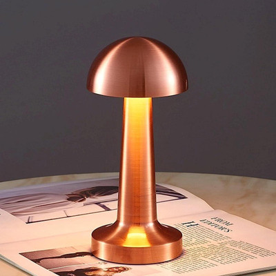 grofly ouch Sensor 3-Levels Brightness Metal LED Home Decor Rechargeable Desk Table Lamp(20 cm, Roes Gold)
