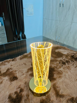 NKL Gold Base 3D Crystal Led Lamp, Touch Control For Bedroom, Office, Home Décor_197 Table Lamp(7 cm, Gold)