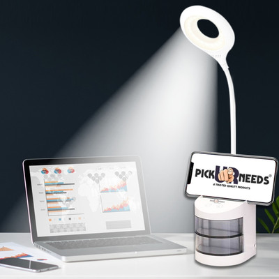 Daily Needs Shop Rechargeable LED Desk Light Study Table Lamp with Organizer, Touch Control Table Lamp(30 cm, Deep White)