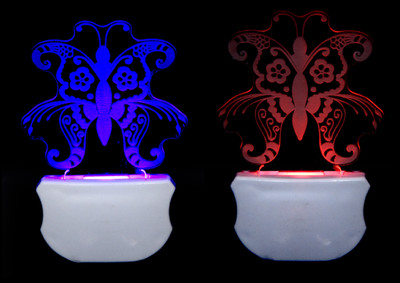 TrendyHouse The Butterfly 3D illusion Led Night Lamp comes with 7 Multicolor lighting effect , Suitable for Room,Drawing Room,Lobby (Pack of 2) Night Lamp(12 cm, Clear)