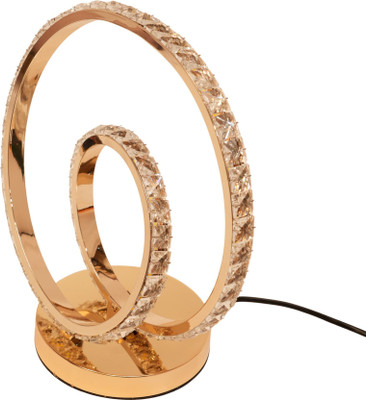 ELARE Dual Spiral Crystal Ring Lamp Table Lamp(28 cm, GOLDEN)