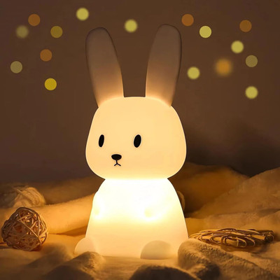 Dotcom Bunny Night Light for Kids – Soft Silicone LED Rabbit Lamp with 7 Color Modes Night Lamp(4 cm, Multicolor)