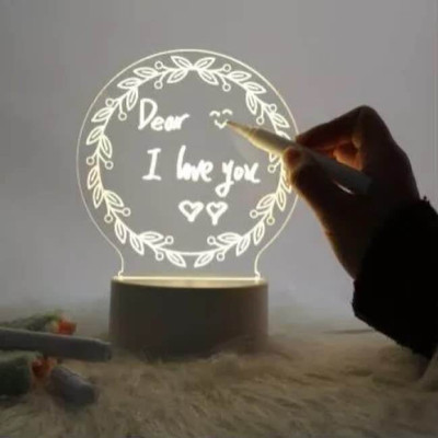 crecklos Led Note Board Acrylic Dry Erase Board Clear Desktop Note Memo Board Table Lamp(10 cm, Transparent)