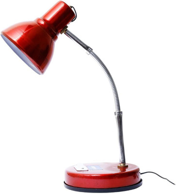HAPPY-E Reading and Studying, 9W (Cool Day Light) Desk Lamp, Metallic Body Table Lamp(42 cm, Red)