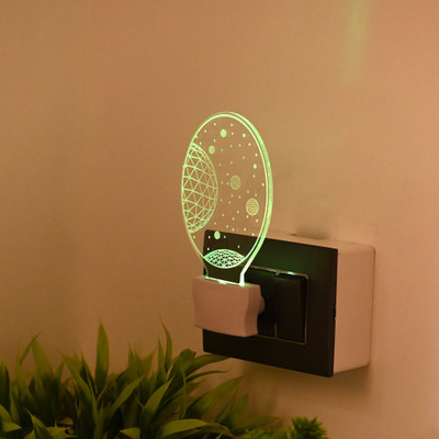 1st Time Plug & Play 3D Illusion Effect Big Ballon Shape LED Night Lamp/Light Night Lamp(15 cm, Blue, Green, Yellow)