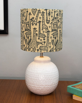Homesake Ginger Jar Antique Table Lamp Hammered Matt White Metal Savannah Table Lamp(45 cm, Yellow)