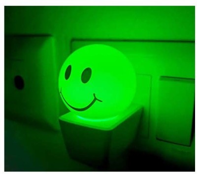hoard 0.5W LED Night Lamp With Smily Face decorative Night Lamp - Pack of 1 Green Night Lamp(8 cm, Green)