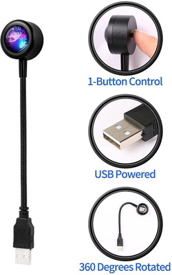ASTOUND USB Sunset Lamp Projector Night Light Night Lamp(18.5 cm, Black)