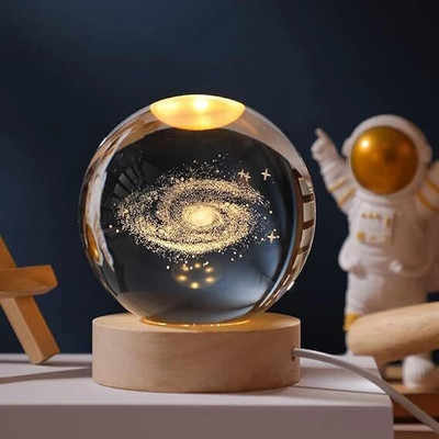 ARV 3D Galaxy Crystal Ball Night Lamp,Solar System Crystal Ball Night Light, Table Lamp(12 cm, MILKY WAY)
