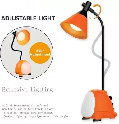 MACVL5 Cute Dinosaur Rechargeable LED Lamp with Flexible Gooseneck 3 Lighting Mode Study Lamp(40 cm, Multicolor)