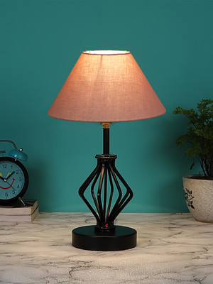 Devansh Grey Cotton Table Lamp With Iron Base Table Lamp(37.4 cm, Grey)