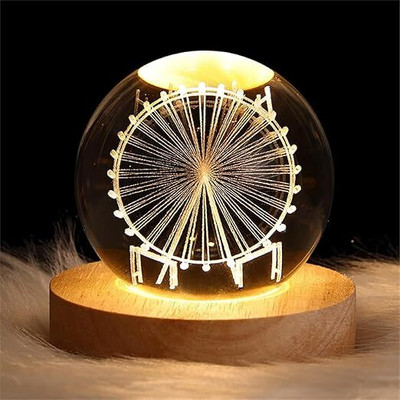 The Asquare Store 3D Ferris Wheel Crystal ball Night Lamp for Decoration Gift Night Lamp(15 cm, Ferris Wheel Warm White)