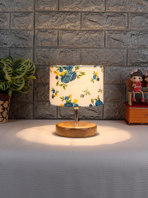 Devansh Wood table lamp with Multicolor cotton Shade Night Lamp(30 cm, Multicolor)