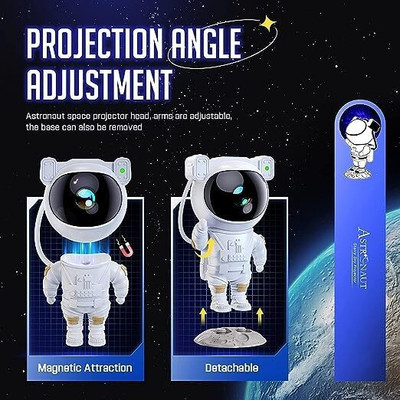 KRIVAENTERPRIS Starry Night Light Projector Astronaut LED Projection Lamp with Remote Control Night Lamp(22 cm, White)