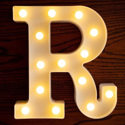 Curated Cart Light Up Letters R, LED Marquee Letters Warm White Lights Table Lamp(22 cm, Warm White)