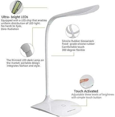 AJ HUB Study LED Touch On/Off Switch Student Study Table Lamps167 Table Lamp(9.5 cm, White)