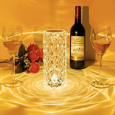 Wrapxo Crystal Lamp 5 Color Changing Rose Crystal Diamond Table Lamp Night Lamp(20 cm, White)
