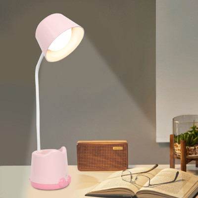 AKR USB charging table lamp with 3 modes touch control reading lamp at night Study Lamp(22 cm, Pink)