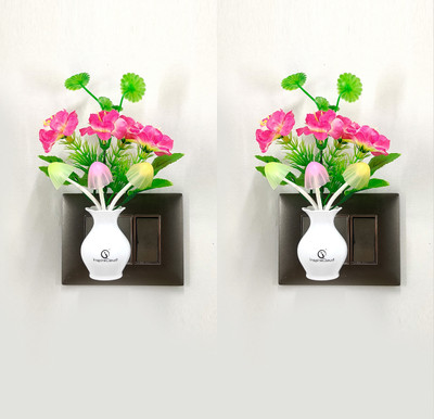 InspireCloud auto ON/Off Sensor plug in Night lamp with Multicolor Light Illuminate Pack of 2 Night Lamp(18 cm, Dark Pink)