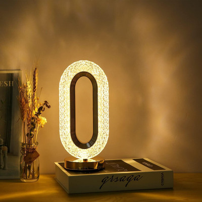 MEHAKENT Crystal Oval Desk Lamp with Color-Changing Touch Control Desk Night Light Table Lamp(27 cm, Yellow)