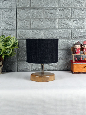 Devansh Wood table lamp with Black Jute Shade Night Lamp(30 cm, Black)