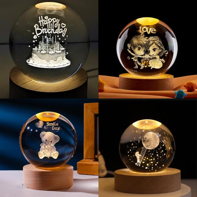 VASHISHTH Decorative Night Light Gift Crystal Diamond Lamp Table Lamp(7.5 cm, Warm White)
