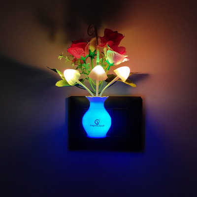 InspireCloud auto ON/Off Sensor Mushroom Shape LED Night lamp with Multicolor Light Illuminated and Flowers Night Lamp(16 cm, Red)