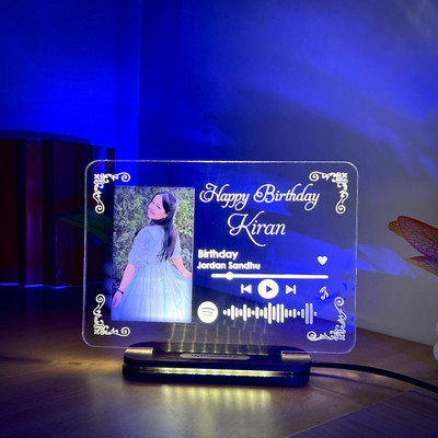 Mystica Spotify Acrylic Lamp With Photo Birthday Gift for Girls and Wife Table Lamp Table Lamp(3 cm, transparent)
