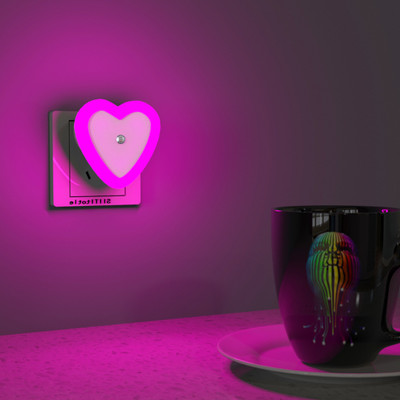 FIZZYTECH Night Sensor Light Bulb Heart 0.5W Automatic ON/Off Dim LED (Pack Of 2) Night Lamp(6 cm, Pink)