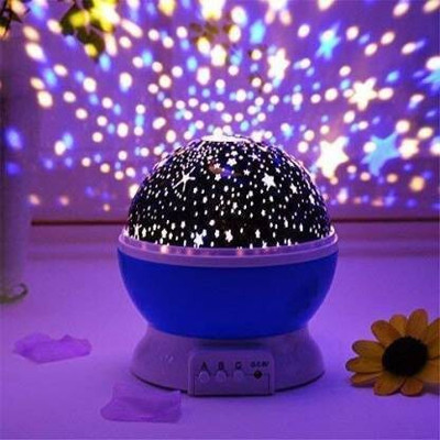 Heti Beauty 360 Degree Rotation 4 LED Bulbs 9 Light Color Changing Star Night Light | Dream Rotating Projection Light Table Lamp(12 cm, Blue)