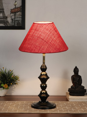 Devansh Pink Jute Table Lamp With Iron Base Table Lamp(42.5 cm, Pink)