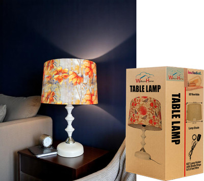 WolkomHome White 3 Layer Table Lamp with E27 Base, 5.5 Ft Wire & FlowerShade Table Lamp(38 cm, White Metal Handicraft)