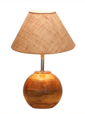 Devansh Beige Jute with Natural Wood Table Lamp Table Lamp(31.8 cm, Beige)