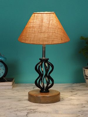 Devansh Beige Jute Table Lamp With Wood & Iron Base Table Lamp(37.4 cm, Beige)