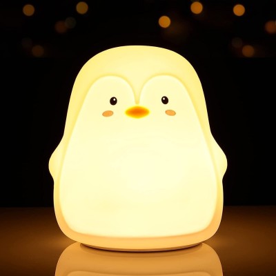 Geeklane Silicone Penguin Shape Night Lamp Rechargeable Touch Sensor and Remote Control Night Lamp(12.7 cm, Warm White)