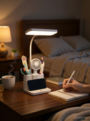 Refulgix 3 in 1 Desk Lamp with Pen & Phone Holder Study Lamp with Touch Sensor 3 Modes Study Lamp(35 cm, cool white)