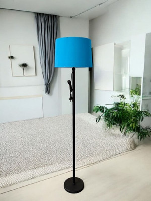 Nostalique Premium Tall Floor Lamp with Sky Blue Shade – Perfect for Modern Interiors Night Lamp(138 cm, Blue)